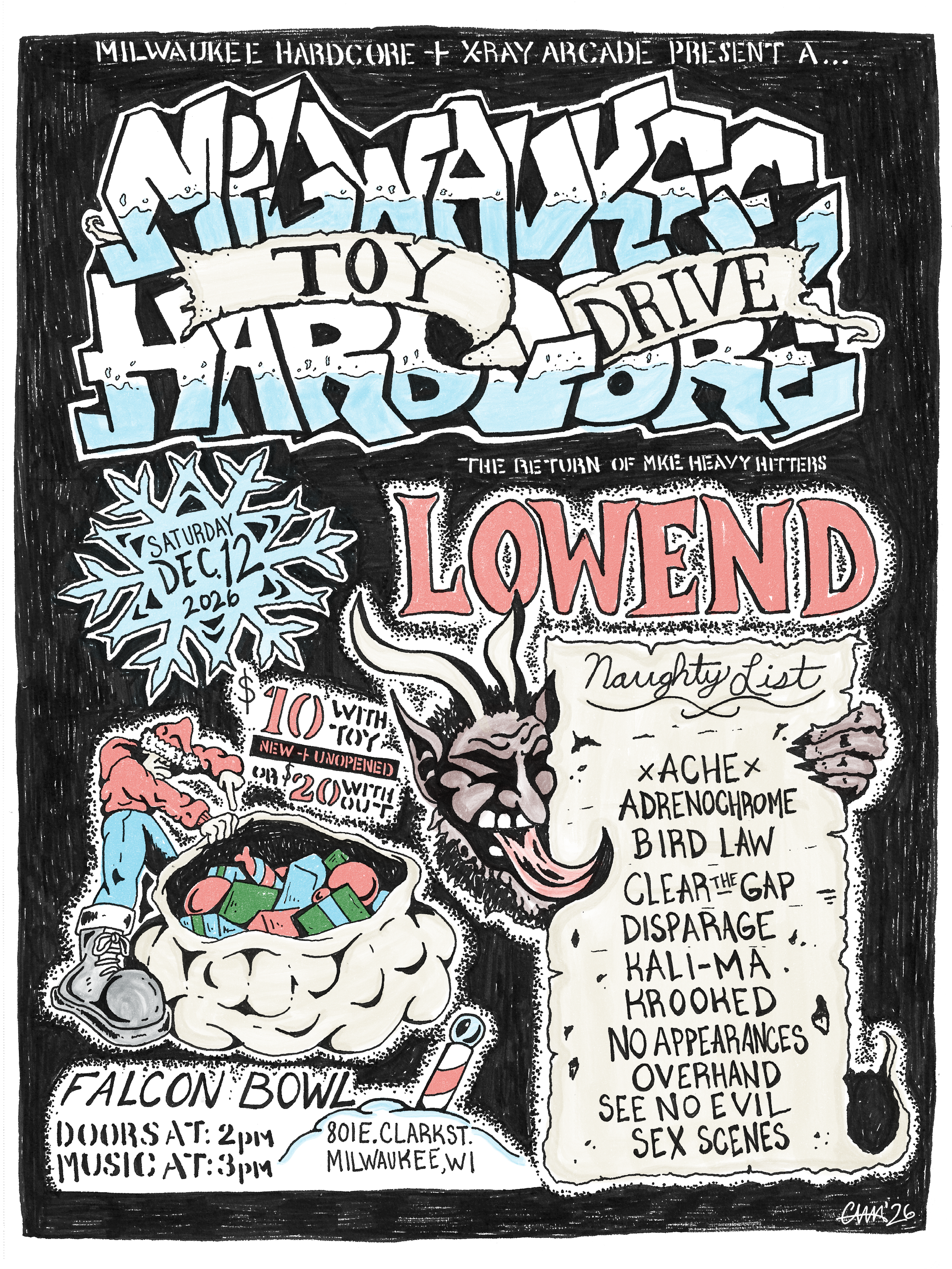 FALCON HALL: Milwaukee Hardcore Toy Drive — X-Ray Arcade